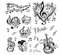 CREATCABIN 4 Autocollant Mural en Vinyle avec Notes de Musique Décoration Murale Étanche Autocollant Symboles de Musique Décoration D'Intérieur Art pour Studio de Musique Salle de Bain 20x29cm