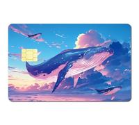 CREATCABIN 4 Autocollant pour Carte de Débit Requin Baleine 8.6x5.4cm Films de Protection Amovibles en Plastique Imperméable pour Cartes Bancaires sans Bulles pour Décoration de Cartes de Paiement