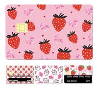 CREATCABIN 4 Coque Amovible pour Carte de Crédit Motif Fraise Motif Fraise Bohème Personnalisable Autocollant pour Carte Bancaire Protection Étanche Mince Anti Rayures Clé 8.6x5.4cm
