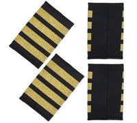 CREATCABIN 4 épaulettes en Panneau Dur Ancre Badge Épaulettes de Garde de Sécurité Noires Quatre Barres Rayures Dorées Uniforme Professionnel Curseurs D'Épaulettes de Capitaine pour Cosplay 5.2x8cm