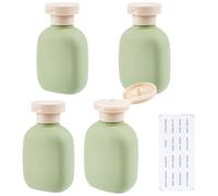 CREATCABIN 4 Flacon Voyage avec Bouchon à Rabat Flacons Vides Compressibles Rechargeables Anti Fuite Plastique Format Voyage pour Shampoing Lotion Après Shampoing Crèmes Produits Vert Mer Foncé