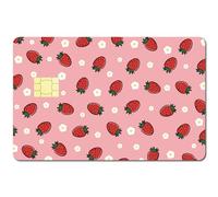 CREATCABIN 4 Petit Autocollant pour Carte de Crédit Fraise pour Carte de Débit-Protection Contre Les Rayures-Étanche-Amovible-Cadeau Fin pour Amis,Famille,Femmes-18.6x13.7cm-Rose