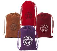 CREATCABIN 4 Pochette de Rangement en Velours pour Cartes de Tarot 4 Couleurs avec Cordon de Serrage pour Dés Pentagramme Bijoux pour Amateurs D'Autel Cristaux Dés Sorcellerie 4.5x7(6) cm