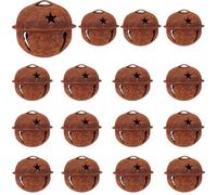 CREATCABIN 40 pcs Grelots Métal Rouillé Cloches Rustiques Vintage Rouillé Mini Rétro Arbre Noël Décoration Suspendre Affichage Rustique Récompenses Pays Primitif Artisanat pour Maison Vacances 3x3cm