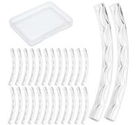 CREATCABIN 40 Pcs Tube Incurvé Perles Tube Nouilles Élégant Long Large 925 connecteurs D'Espacement Laiton Plaqué Argent Sterling Tube Vrac Twist pour la Fabrication Bijoux à Bricoler Résultats 20mm