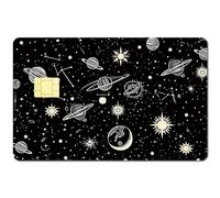 CREATCABIN 4autocollant Carte Crédit Carte Débit Planète l'univers Décoration Personnalisée Étanche Amovible Protection Bancaire Autocollant Blocage RFID pour Porte Crédit 5.4x8.6cm