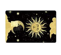 CREATCABIN 4PCS Autocollant de Peau de Carte Sleepy Sun Personnalisant Autocollant Carte Bancaire Imperméable Mince -Rayures Crédit pour Transport Clé Débit Crédit Protégeant