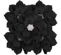 CREATCABIN 5 Fleur en Mousseline de Soie Solide de 8.5x1.5cm Vintage en Tissu Strass Artificielle pour Coiffe Applique Ornement Bricolage Fleurs Artisanales pour Robe Chapeau Talons Accessoires Noir