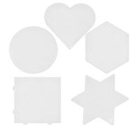 CREATCABIN 5 Panneau Perforé de Perles à Fusibles 5 Styles Cœur Rond Étoile Carré Hexagone 5mm Grand Format Transparent en Plastique Kit de Gabarits Fournitures pour Projets D'Artisanat