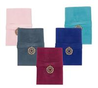 CREATCABIN 5 Pièces Ensemble Sacs Cartes Tarot Velours,Support Rangement Tarot,Pochettes Tissu Tarot,Porte-Cartes avec Pendentifs Étoiles pour Cartes Tarot,Cartes Jouer Oracle Deck,Bleu Rose Halloween