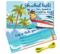 CREATCABIN 50 Carte Canard Croisière Étiquettes Canard Papier Palmier Bateau Croisière Canards Cachés Kits Cartes D'Étiquettes Voile avec Trou et 10.9 mètres Ficelle Jute pour Bagages Récompenses