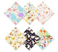 CREATCABIN 6 Chiffon de Nettoyage pour Lunettes de Pâques en Microfibre Douce Motif Œuf de Lapin Réutilisable pour Lunettes Objectifs D'Appareil Photo Écrans D'Ordinateur Portable Téléphone 16x16cm