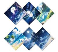 CREATCABIN 6 Chiffon de Nettoyage pour Lunettes Motif Paysage en Microfibre Douce et Lavable Réutilisable pour Lunettes Appareils Photo Ordinateurs Portables Écrans de Téléphone 16x16cm