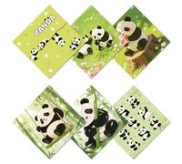 CREATCABIN 6 Chiffon Nettoyage pour Lunettes Microfibre Douce et Lavable Réutilisable Idéal pour Lunettes Objectifs D'Appareil Photo Écrans D'Ordinateurs Portables Téléphones Motif Panda 16x16cm
