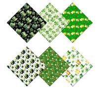 CREATCABIN 6 Chiffon Nettoyage pour Lunettes Microfibre Verte Motif Trèfle Doux et Réutilisable Idéal pour Lunettes Pâques Objectifs D'Appareil Photo Écrans D'Ordinateur Portable et Téléphone 16x16cm
