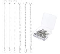 CREATCABIN 6 kit Chaîne Clapet Toilette Chaîne Perlée Toilette 304 Crochets Fermoir Poignée Métal Argenté Acier Inoxydable Remplacement Accessoires pour Plupart Clapets Arrêt Vanne Vidange Salle Bain