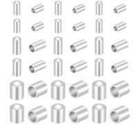 CREATCABIN 60 pièce D'Embouts Cordon Laiton et Cuir 925 Embouts à Sertir Plaqués Argent Sterling Terminaisons Colonne Petits Embouts Cylindriques pour Perles Création Colliers Bracelets 2mm 2.5mm 4mm