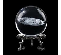 CREATCABIN 60mm Boule Cristal sphères Verre Clair Scintillant réfléchissant avec Support Artisanal Photographie Accessoire pour Fortune telleur Coups Magiques élégant décor Maison 6x6cm Univers