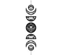 CREATCABIN 7 pièce Décoration Murale Bois Suspendre Forme Lune Motif Tarot Demi Rond Ornements pour la Maison Décoration Murale Bois pour Chambre Coucher Ferme Galerie Appartement Bar 79x16cm
