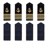 CREATCABIN 8 épaulette Dorée Ancre Barre d'uniforme Professionnel Quatre Barres Rayures Dorées Panneau Dur Capitaine Marin Insigne pour Cosplay 13.5x5cm Noir
