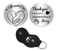 CREATCABIN A Little Pocket Hug Relation Longue Distance Souvenir Pièce Double Face Cadeau Inspirant avec Porte-Clés Cuir Porte-Clés Étui Pièces Importantes Mon Histoire pour Femme Fille