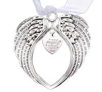 CREATCABIN Aile Mémorial Ornement de Noël Aile D'Ange Cadeaux Commémoratifs Cœur Arbre Pendentifs Suspendus pour la Perte D'Une Fête Souvenir avec Ruban de Soie-J'Ai un Ange au Paradis Je L'Appelle Pa