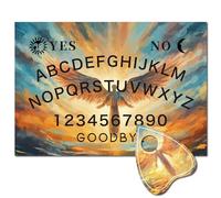 CREATCABIN Ange Fée Pendule Radiesthésie Planche Divination Planche à Esprit Bois Planche Pendule Kit Planche Parlante Message Métaphysique avec Planchette pour Fournitures D'Autel Sorcellerie 30x21cm