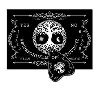 CREATCABIN Arbre de Vie Bois Spirit Board Pendule Planche en Bois Soleil Lune Parler Ouija Planches avec Planchette Dowsing Divination Jeu Spirit Hunt Métaphysique Message Décor pour Wicca 11.8 x 8.3