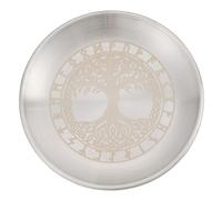 CREATCABIN Assiette D'Autel Arbre de Vie Plat Bijoux Bol Rituel Plat Rond Argenté Plateau de Prière Bol D'Offrande Plat Bague Bibelot Bougeoir pour Bijoux Méditation Bâtons D'Encens Radiesthésie 14cm