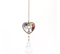 CREATCABIN Attrape Soleil Cristal Forme d'arbre Vie Forme Cœur Boule Cristal Prisme Attrape Soleil Artisanal Ornement Suspendre pour Fenêtre avec Pendentif Arc Ciel pour Femme Adulte Jardin 36cm