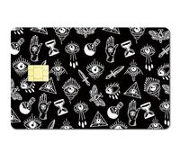 CREATCABIN Autocollant de Protection Contre Le Mauvais Œil pour Carte de Crédit,de Débit,de Carte Bancaire,Imperméable,Amovible,sans Bulle,Fin pour Carte de Transport EBT,Noir,186x137mm