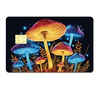 CREATCABIN Autocollant Forme Champignon Carte Crédit Autocollant Protection Carte Débit Sans Bulle Mince Personnalisé Protection Carte Bancaire PVC Amovible pour Transport Clé Carte Cadeau 18.6x13.7cm