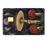 CREATCABIN Autocollant Forme de Champignon pour Carte de Crédit,Phase de Lune,Revêtement Personnalisé pour Carte Bancaire,Imperméable,sans Bulle,Fin pour Carte de Clé de Transport EBT,Noir 186x137mm