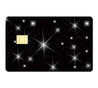 CREATCABIN Autocollant pour Carte de Crédit Carte de Débit sans Bulle Fin Petit Brillant Étoile Protection Personnalisée pour Carte Bancaire Carte de Transport Amovible Noir 18.6x13.7cm