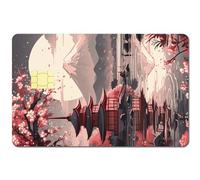 CREATCABIN Autocollant pour Carte de Crédit en Forme de Fleur Cerisier-Motif Japonais-Autocollant Protection pour Carte Bancaire-Étanche-sans Bulle-Mince Transport-7.3x5.4,(5) cm