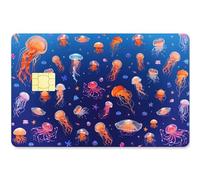 CREATCABIN Autocollant pour Carte de Crédit en Forme de Méduse - Autocollant de Protection pour Carte Bancaire - Étanche - Amovible - sans Bulle - Mince pour Carte de Transport 186x137mm