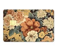 CREATCABIN Autocollant pour Carte de Crédit,Fleurs Vintage,Revêtement pour Carte Bancaire,Protection Amovible,Imperméable,Anti-Rayures,sans Bulles,Fin pour Carte de Transport EBT,186x137mm