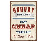 CREATCABIN Bar Métal Signe Tatouage Décoration Murale Vintage Rétro Art Étain Suspendu Fer Peinture Affiche Plaque pour Bar Pub Salle de Bains Chambre Ferme Tatouage Boutique Jardin Garage Drôle Décor