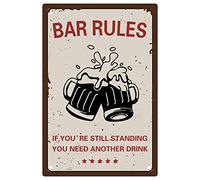 CREATCABIN Bar Rules Sign Vintage Tin Signs Funny Metal Tin Sign Wall Art Garden House Plaque For Home Garden Kitchen Bar Pub Living Room Office Garage Poster Plaque 8 x 12inch