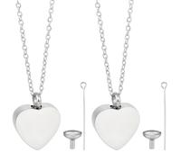 CREATCABIN Bijou Funéraire Forme Cœur pour Cendres Collier Urne Souvenir Mini Pendentif Urne Commémorative Acier Inoxydable Argenté avec Épingle Forme D'Entonnoir pour Deuil Famille Argent 2x2.6cm