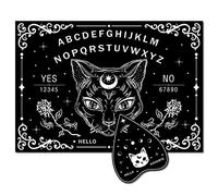 CREATCABIN Black Cat Wood Spirit Board Talking Ouija Boards Pendule Board Bois avec Planchette Dowsing Divination Game Kit Spirit Hunt Metaphysical Message Decor Witch Stuff for Wicca 11.8x8.3 inch