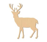 CREATCABIN Bois Découpé au Laser Animaux Cerf Art Mural Bois Non Fini Sculpture Murale Décorative Décoration Murale Artisanat Ferme Maison Décor Pendaison de Crémaillère Porte Murale 25 x 20 x 0.6cm