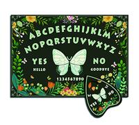 CREATCABIN Bois Spirit Board Pendule Board Bois Talking Ouija avec Planchette Divination Kit Jeu Spirit Hunt Message Métaphysique Décor pour Wicca 11.8 x 8.3 Pouce (Vert) - Papillon et Fleur