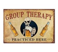 CREATCABIN boisson Vintage métal étain panneau rétro étain affiche décor Mural peinture Plaque fer panneau Art Mural suspendu pour café Bar Pub bière cuisine 12x8 inch-thérapie de groupe pratiquée ici