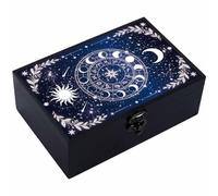 CREATCABIN Boîte de Rangement en Bois pour Tarot Boîte de Sorcière Boîte à Tarot en Bois Noir pour Cartes Porte Cristaux Boîte à Bijoux Rectangulaire Boîte à Souvenirs Décorative 11x16.5x5.8cm