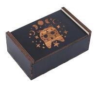 CREATCABIN Boîtes Rangement Bois pour Cartes Tarot Boîte Sorcière Porte Cartes Phase Lune Chat Noir Boîte Cartes Tarot avec Couvercle Coulissant Boîte à Bibelots Bac Rangement Décoratif 8.8x13.7x5.2cm