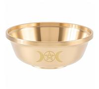 CREATCABIN Bol à Offrandes Laiton Doré pour Rituels Triple Lune Idéal pour L'Eau Bénite Bougies Bibelots L'Autel le Rangement Bijoux Méditation Combustion D'Encens Radiesthésie et Divination 9x9x3.4cm