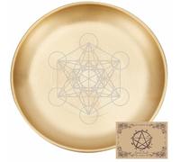 CREATCABIN Bol D'Offrande Hexagonal Assiette Rituelle D'Autel Bol Plat Acier Inoxydable Plateau Bijoux Rond Assiette Tarot Prière Porte Bague Noir Bibelot avec Carte Divination pour Décoration 14x14cm