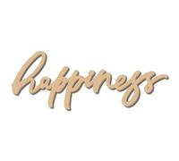 CREATCABIN Bonheur Bois Artisanat Mot Découpe Panneau Bois Laser Panneau en Ornements Art Suspendu Mot Signe Rustique Décoration Murale Découpes Inachevées pour Maison Personnalisée 30x11cm