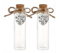 CREATCABIN Bouteille Commémorative en Verre pour Poils D'Animaux Ornée D'Un Pendentif en Forme de Cœur. Flacon Souvenir en Verre pour Cendres de Chiens et Chats Cadeau «à Jamais dans Mon Cœur» 2.2x9cm